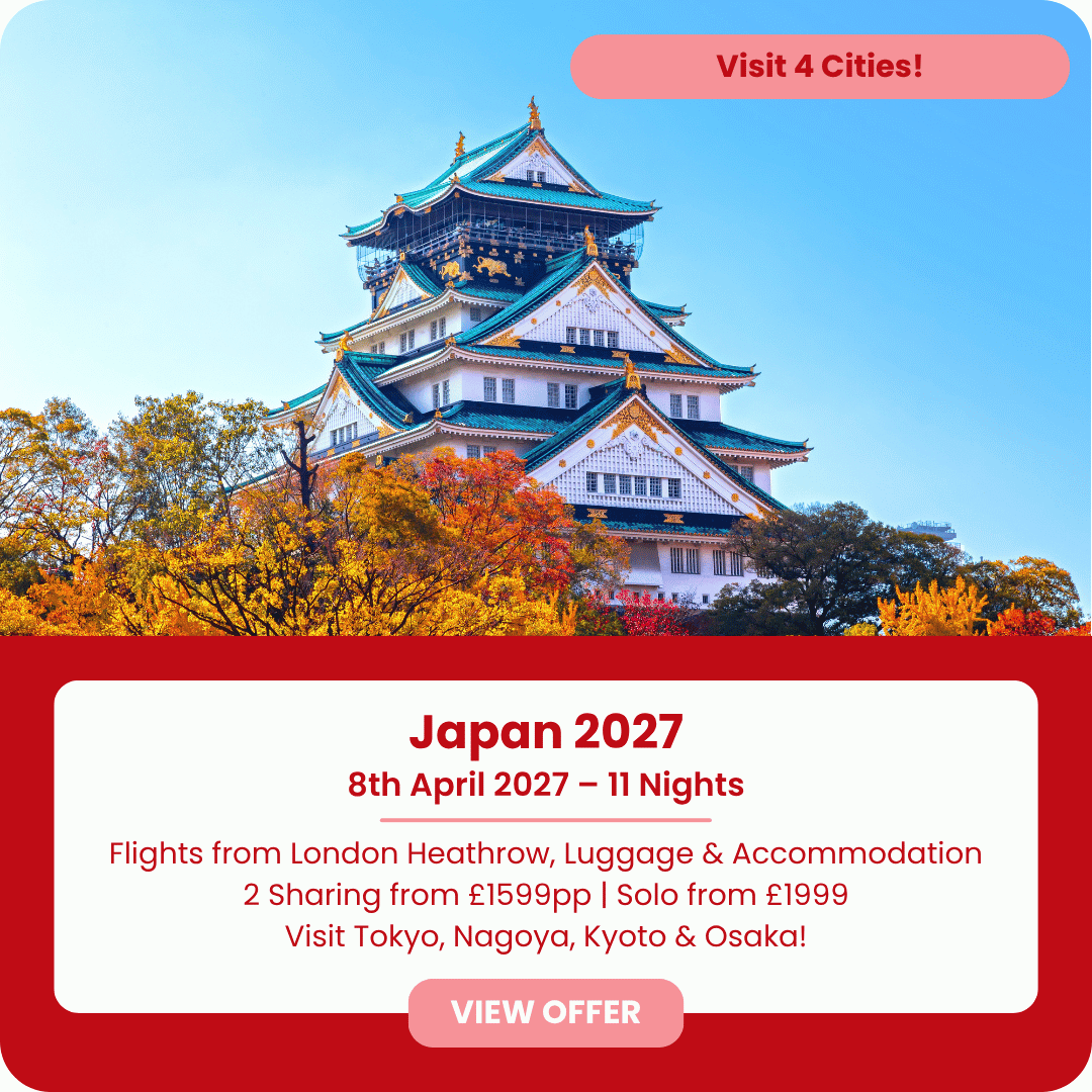 11 Nights in Japan in April 2027 including Flights, Accommodation & Luggage from £1599pp
